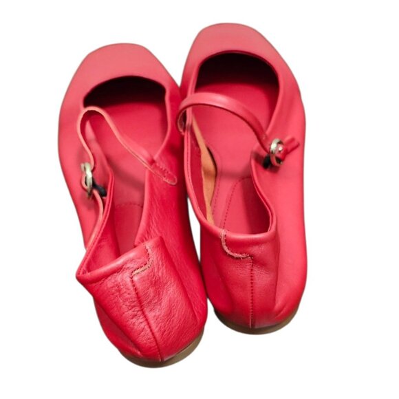 Zara Red Leather Ballet Flats Size EU 39/US 8.5 - Picture 7 of 12